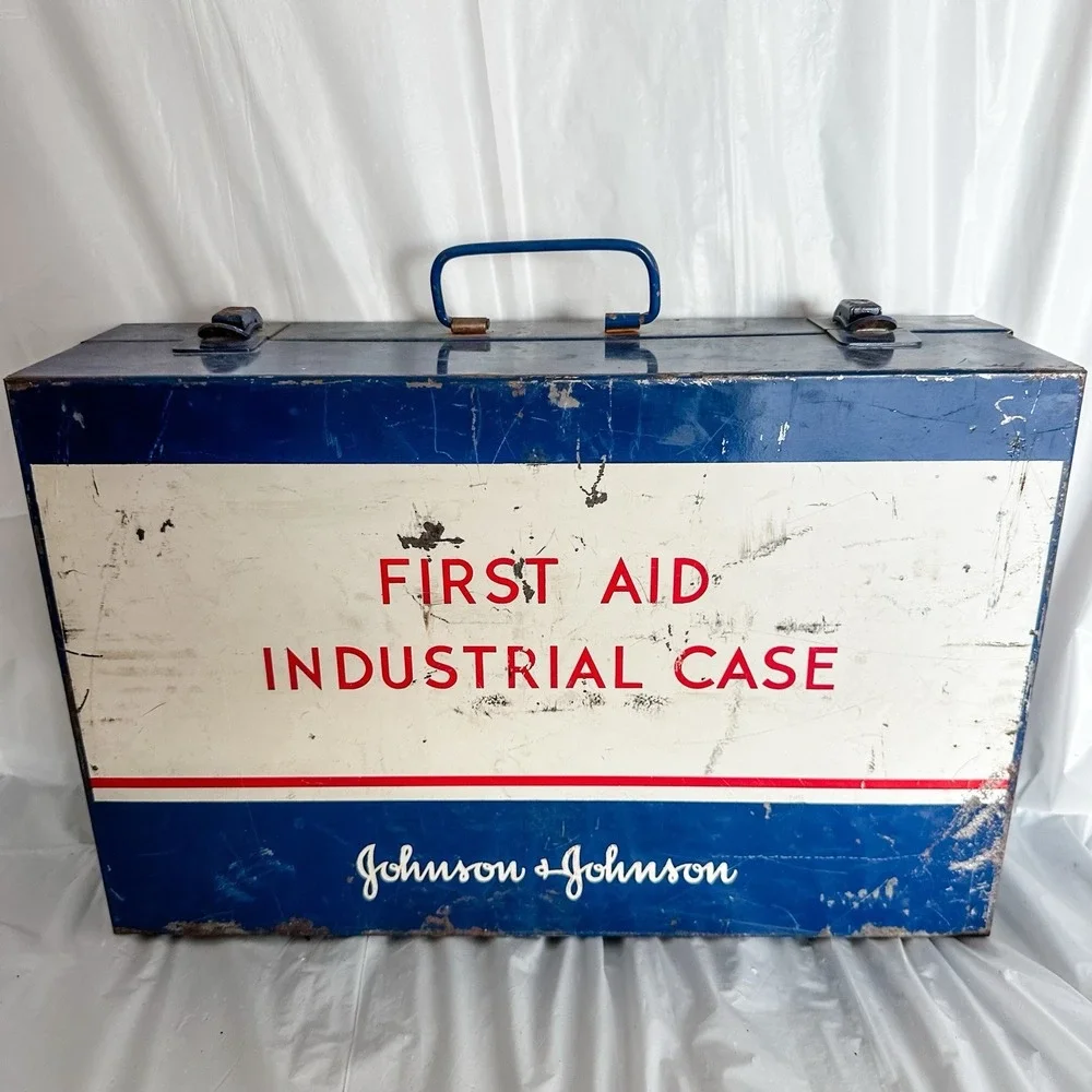 Vtg Johnson & Johnson First‎ Aid Industrial Emergency Kit 2 Tier Case, Full